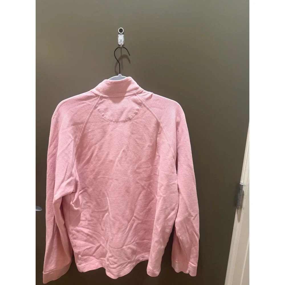 Johnston & Murphy Mens Pink Quarter Zip Pullover Sweater Size Large Mock Neck